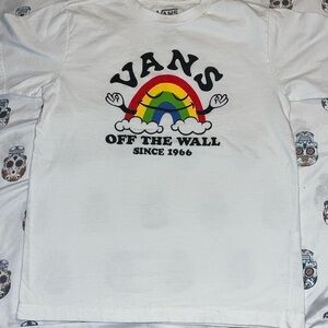 Vans White Rainbow Tee size 5 kids